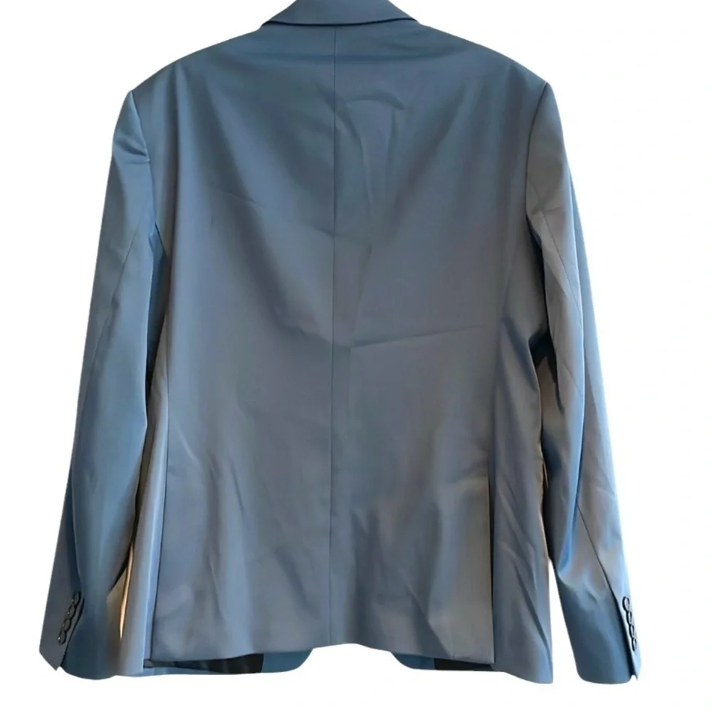 Zara men’s Blazer Suit jacket Sport coat Steel Blue Size 44 Stretch 2 Button